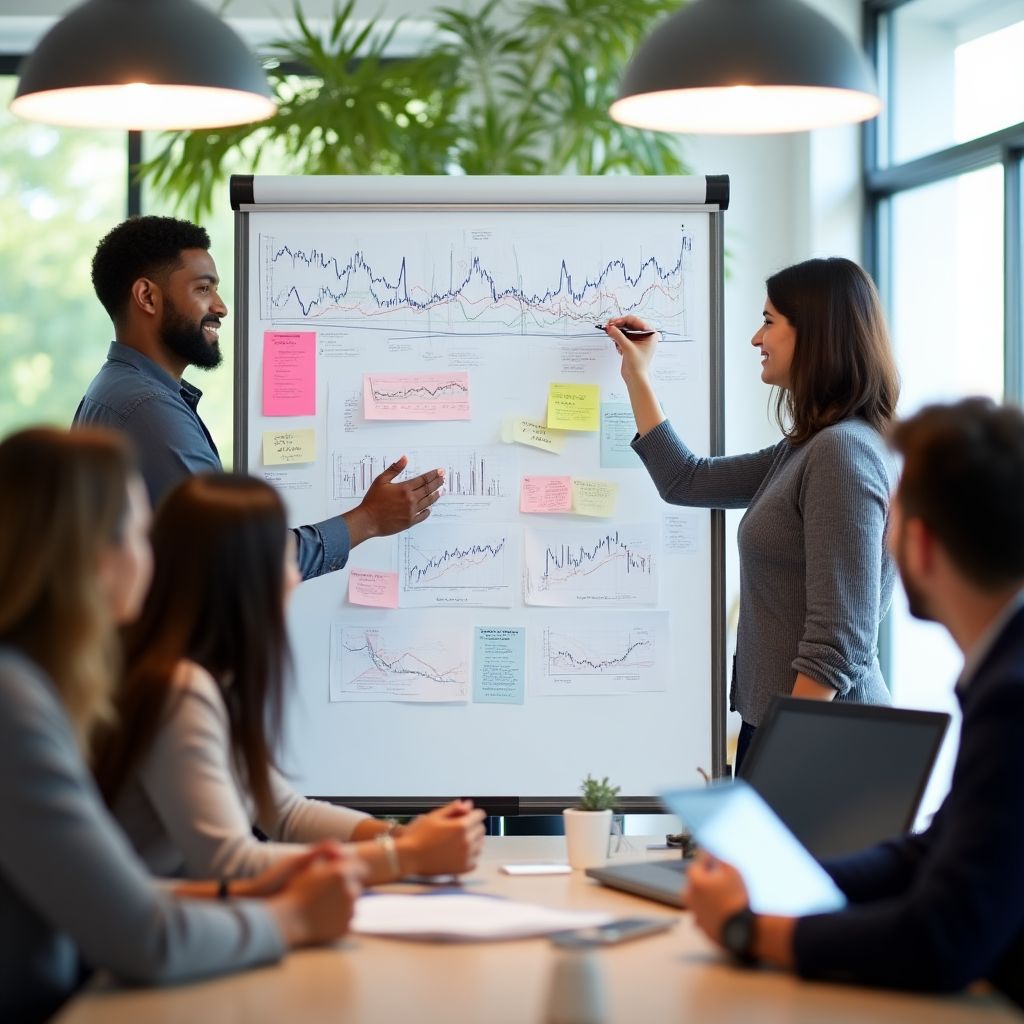 Equipo en una sesión de brainstorming