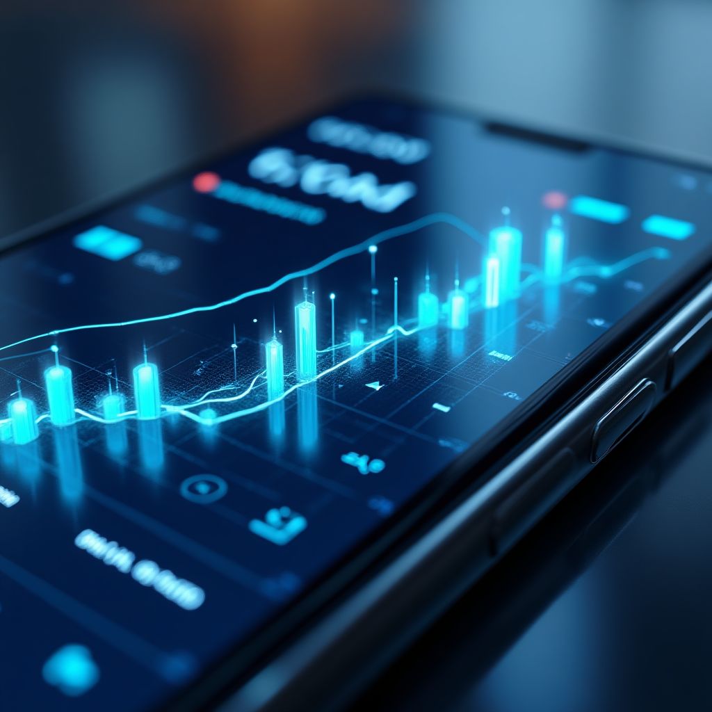 Detalle de la interfaz de usuario de FinanzasAR en un smartphone
